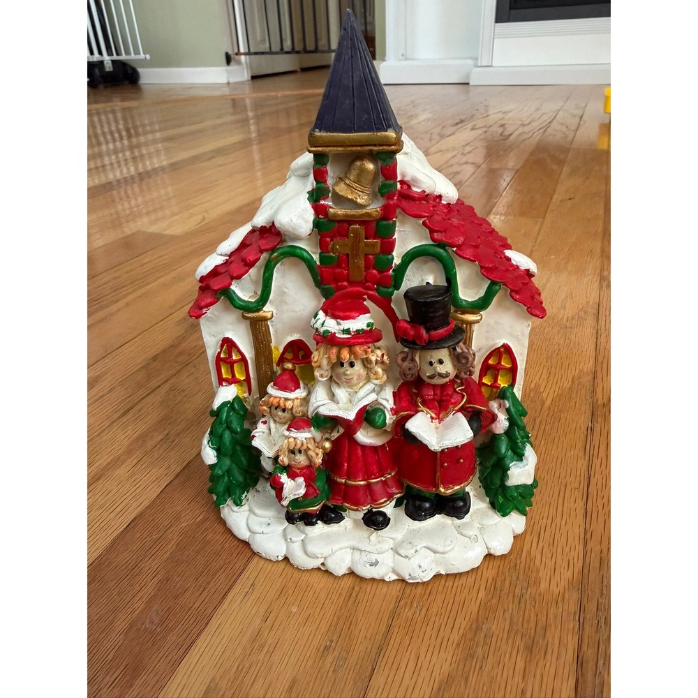 Vintage Style Christmas Church Piggy Bank Carolers Figurine Holiday Decor